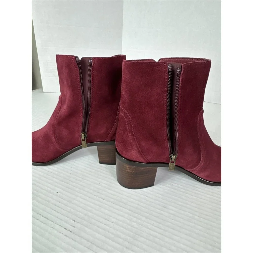 Lucky Brand‎ Women's 6 Suede Ankle Bootie Boot Cranberry Red New/Sample